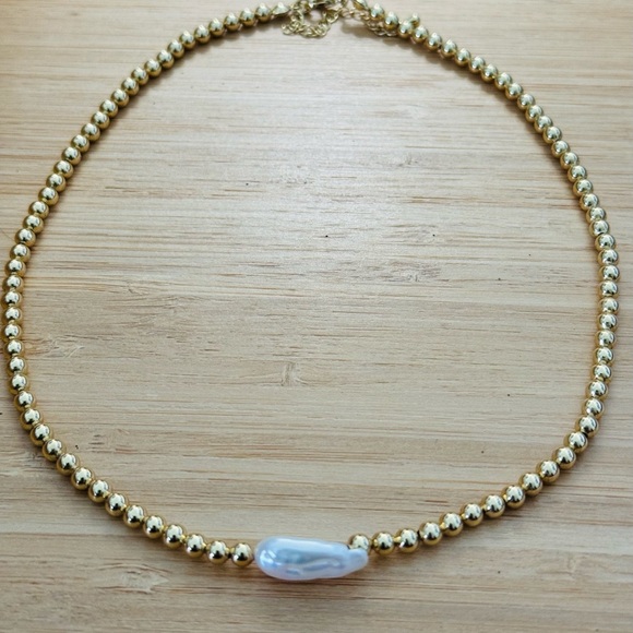 Necklace Fashion Round Freshwater Pearl Copper Plating Womens 1 Piece Brand New - Picture 2 of 3